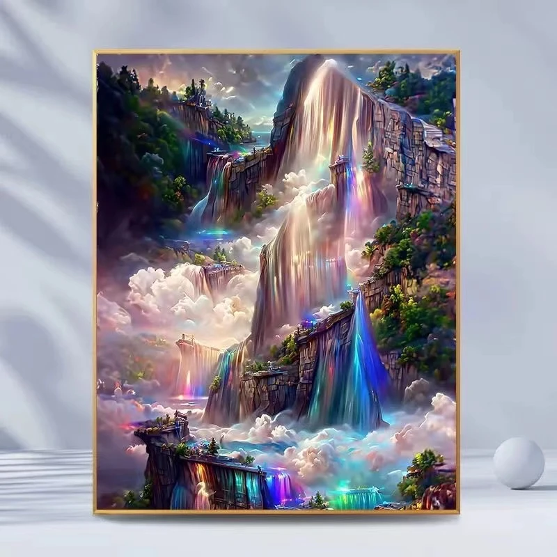 ins风钻石贴画星空瀑布满钻手工diy自粘卧室装饰最新钻石画