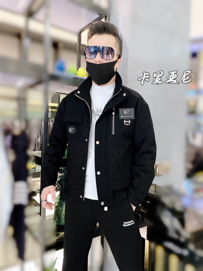 【陈先生】羽绒服冬季加厚牛仔休闲潮流加绒秋冬黑色男款时尚冬款