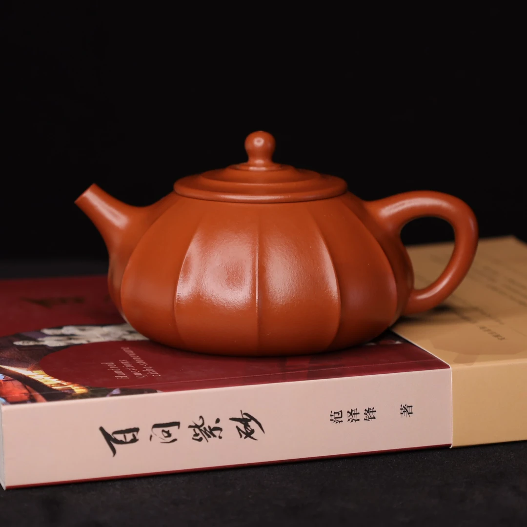 宜兴龙德堂汤宣武真品筋纹欣柔手制原矿朱泥大红袍紫砂茶壶235ml