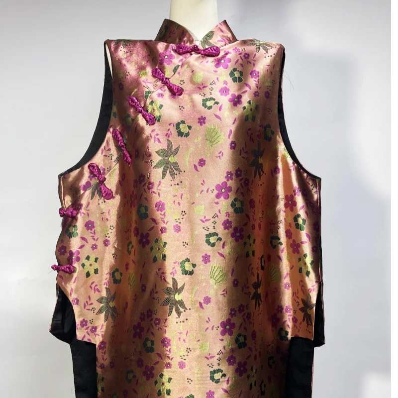 彩蝶1659女士秋季新款粉色七彩花马甲