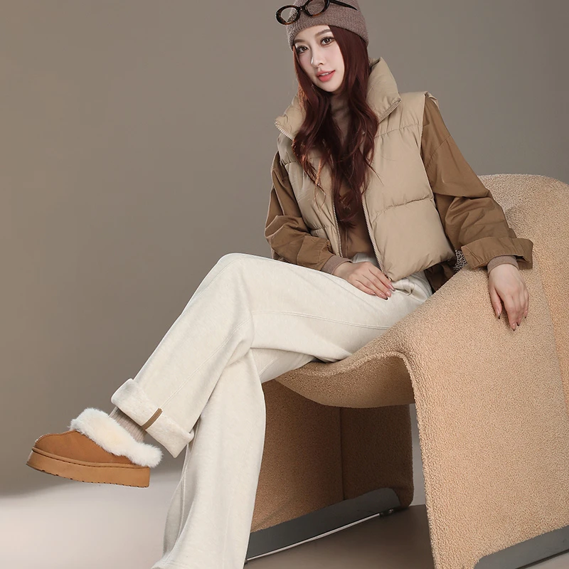 秋冬垂感羊羊阔腿裤窄版直筒裤1869