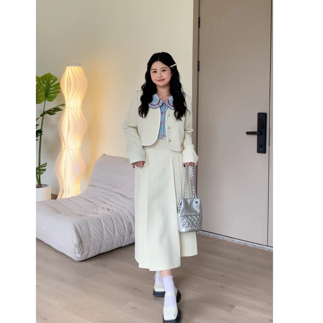 小葵微胖定制【云顶奶盖】小香风时尚轻显瘦气质套装12233TZ3327