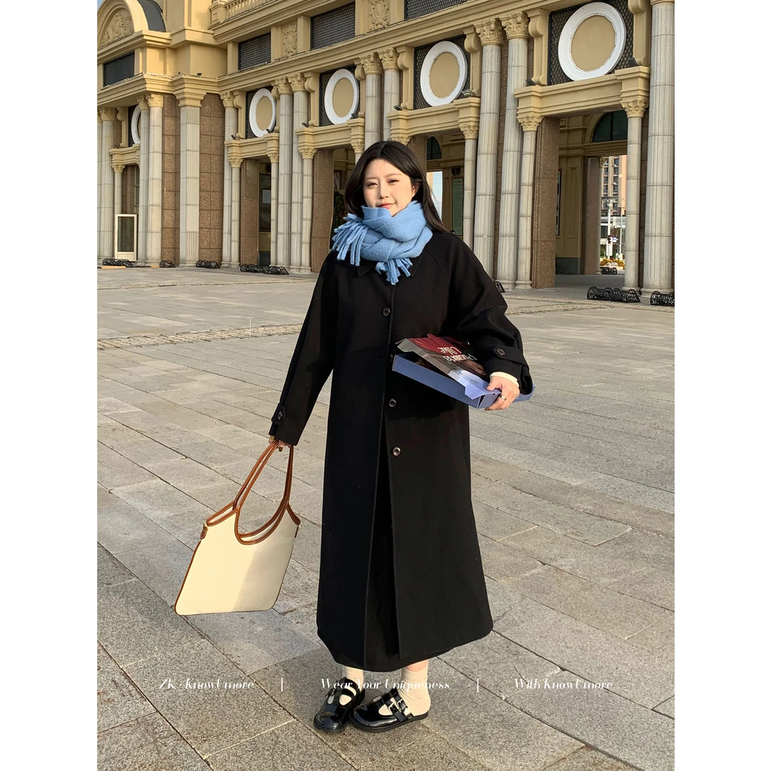 知葵微胖定制【维也纳大衣 】秋冬百搭休闲显瘦毛呢外套12243MN6062