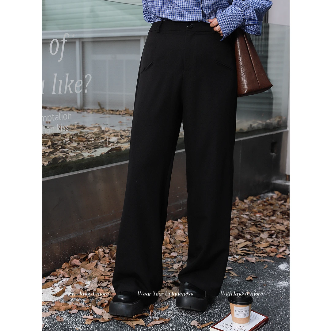 小葵微胖定制【女王西裤】初夏慵懒韩系休闲阔腿西装裤12241XXK9661