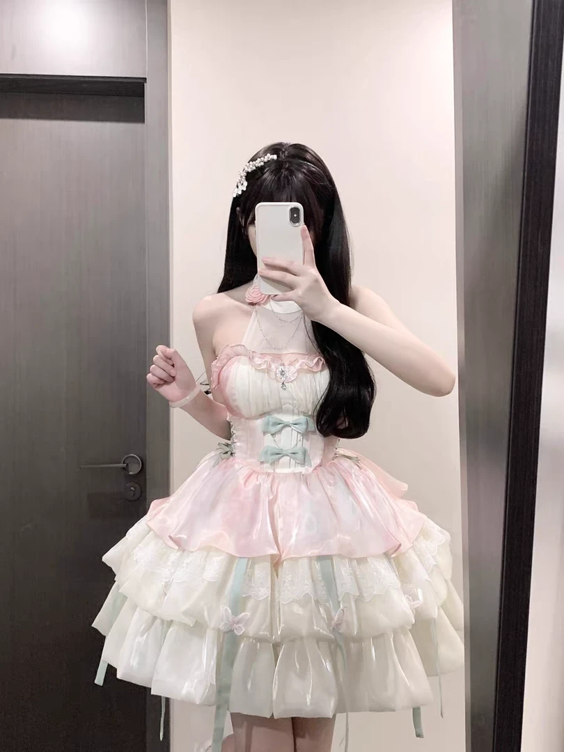 【6.10新款现货】爱神之约Lolita原创新色挂脖款夏季公主连衣裙