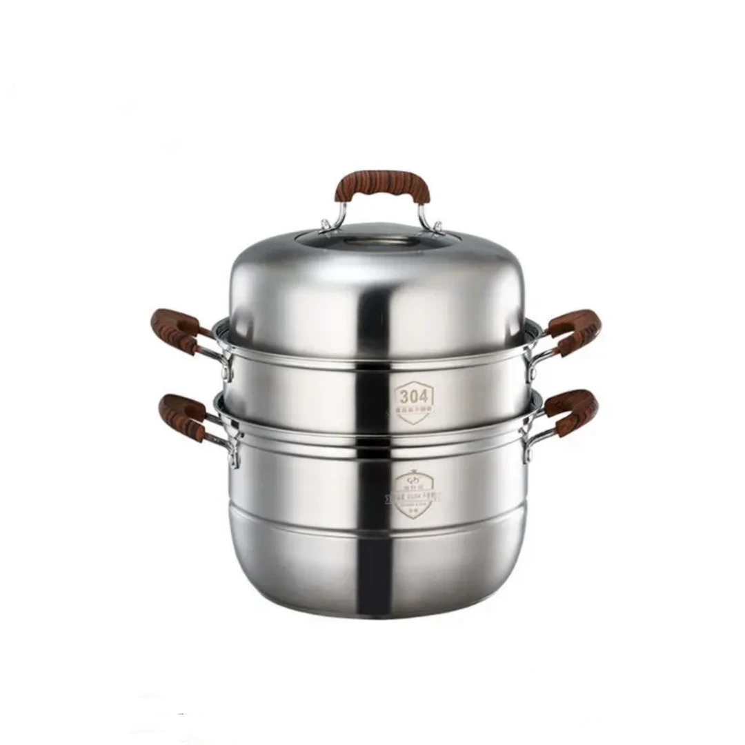 渤轩丽304不锈钢大蒸锅加厚复底多层家用蒸馒头蒸包子煤气电磁炉