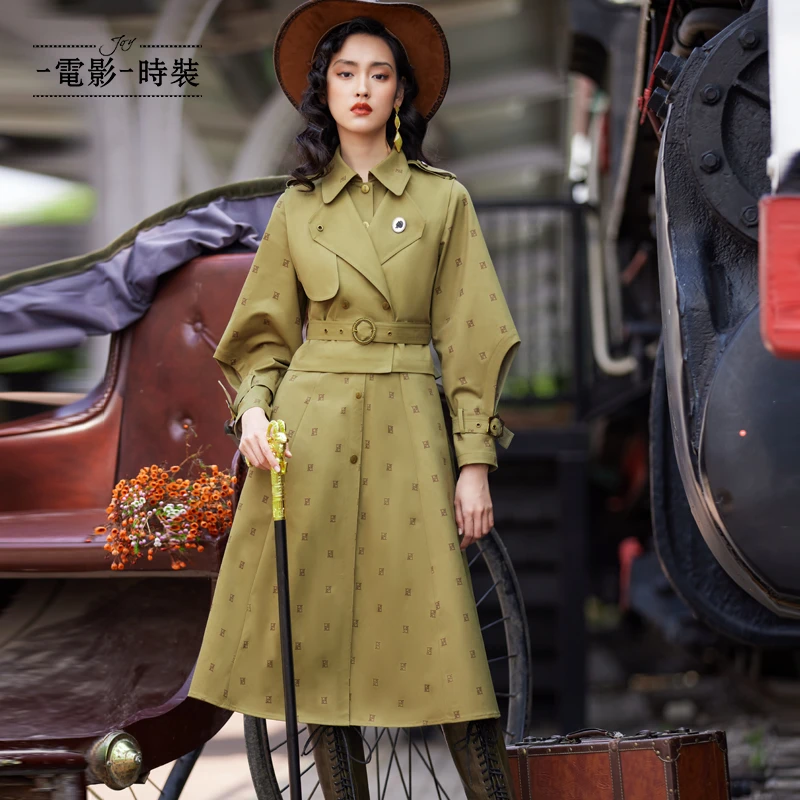 一电影一时装春季翻领中长款外套式连衣裙女气质复古 FCNL136594