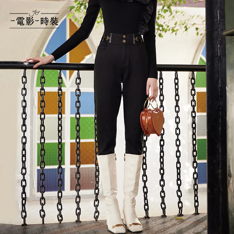 一电影一时装春季新款百搭修身高腰小脚裤牛仔长裤女FCFK137630