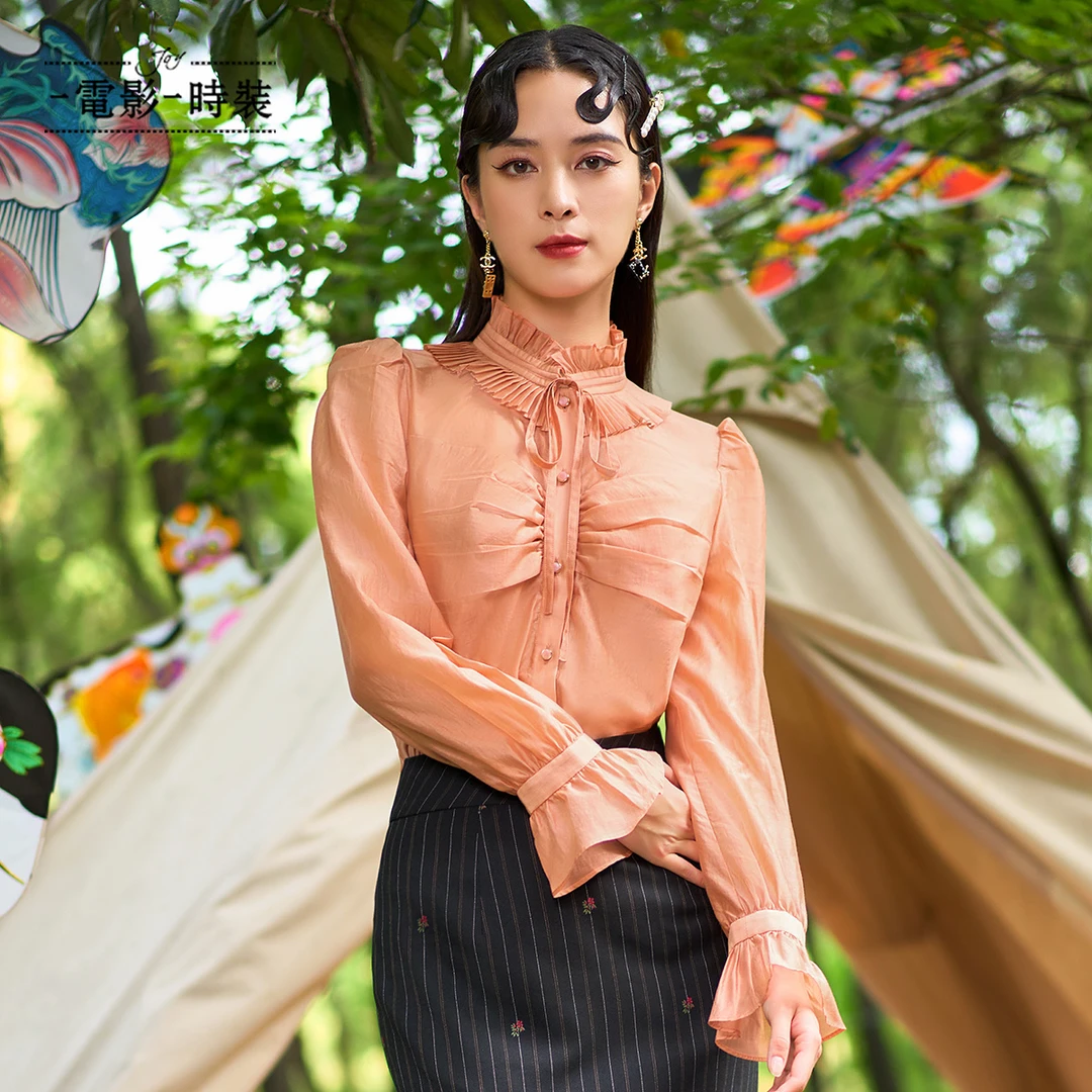 【电影时装】衬衣新款轻薄蝴蝶结衬衫FFJS111409