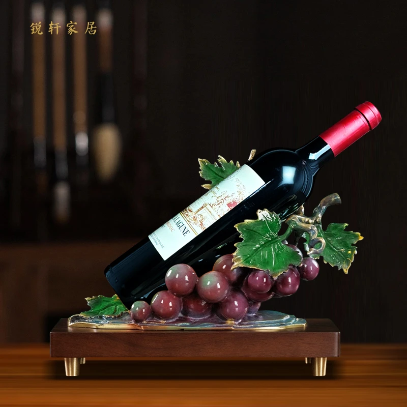 中式全铜葡萄酒架客厅酒柜酒店会所桌面创意摆件餐厅乔迁商务礼品