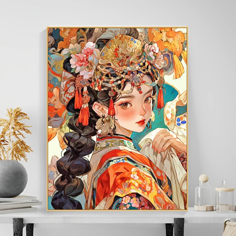 【繁花似锦】新款画布DIY数字油画手工填色油画人物涂鸦丙烯画简单