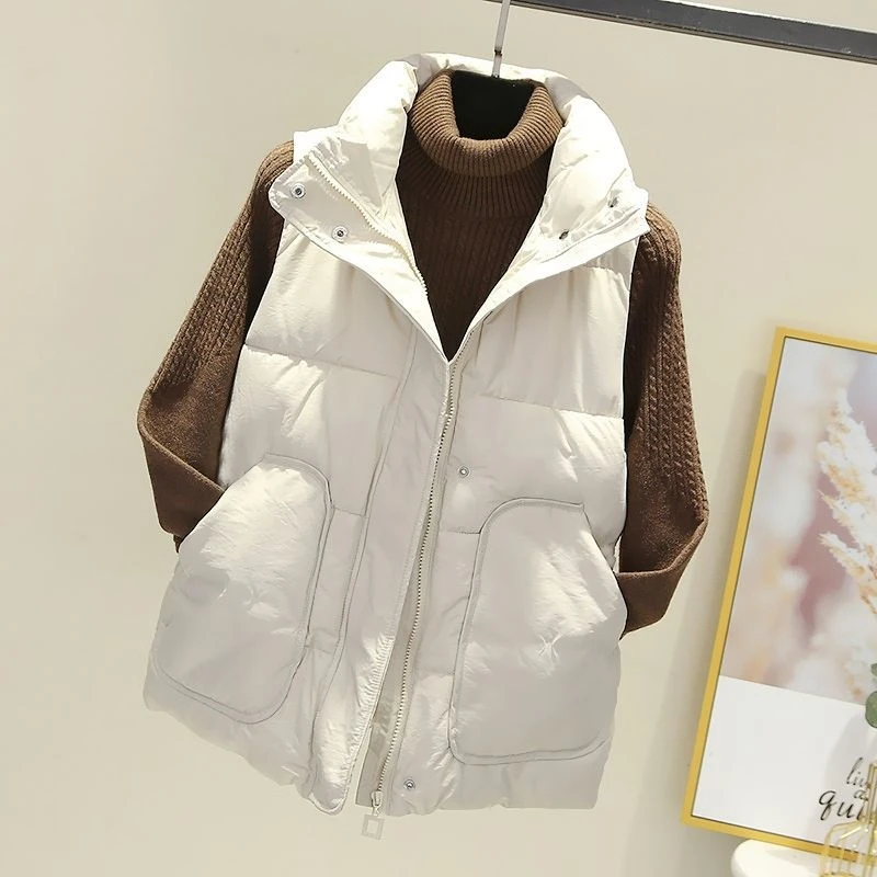 新款胖mm百搭棉服马甲背心女秋冬大码马夹短款无袖棉服坎肩外套