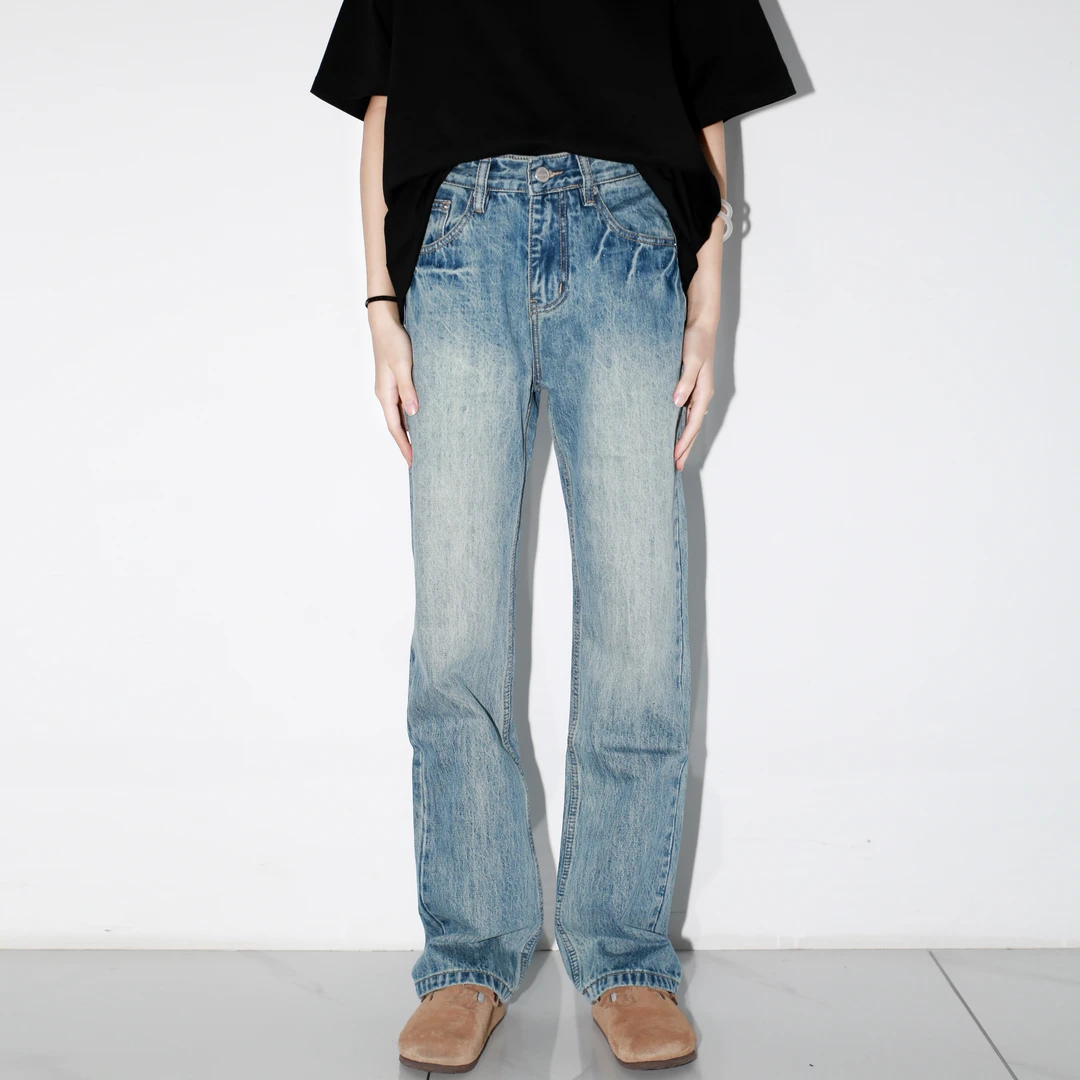 【逸潮】美式复古牛仔裤男休闲裤子潮牌美式高街长裤百搭直筒裤长裤