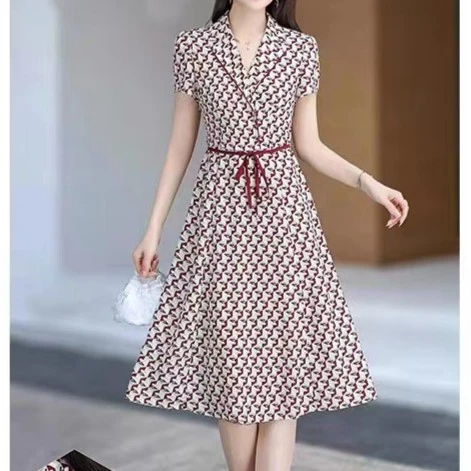 【YS063】夏装新款时尚收腰显瘦中长款碎花连衣裙