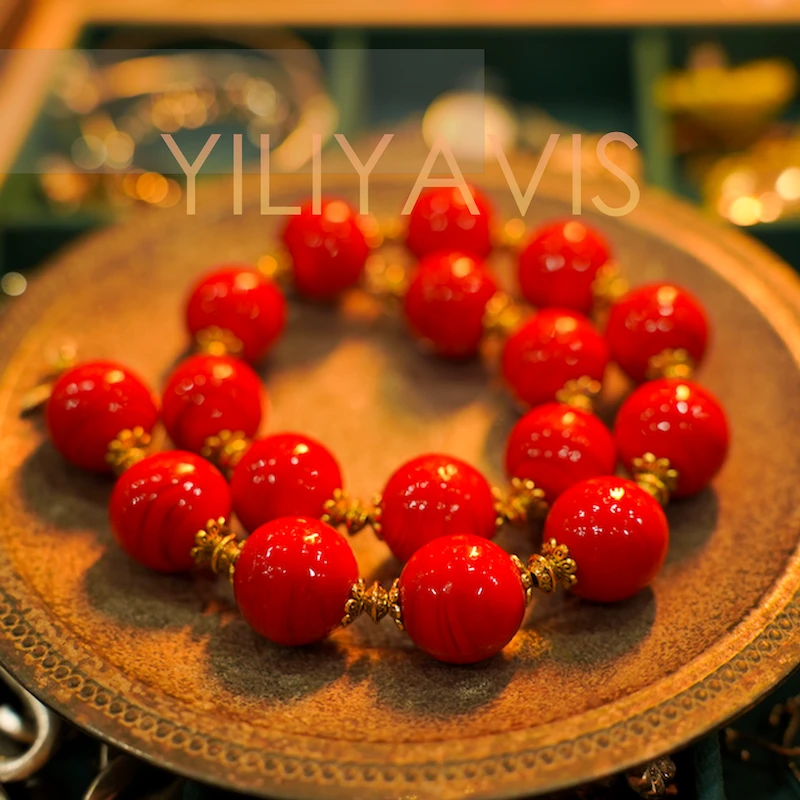 铜合金树脂项链 YILIYAVIS高奢红树脂百搭项链