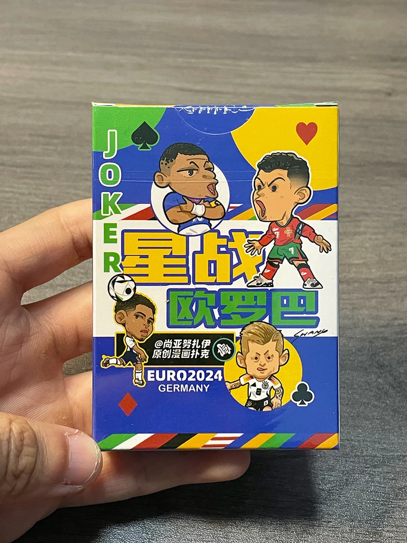 欧洲杯球星漫画扑克尚亚努扎伊手绘漫画C罗姆巴佩原创漫画桌游