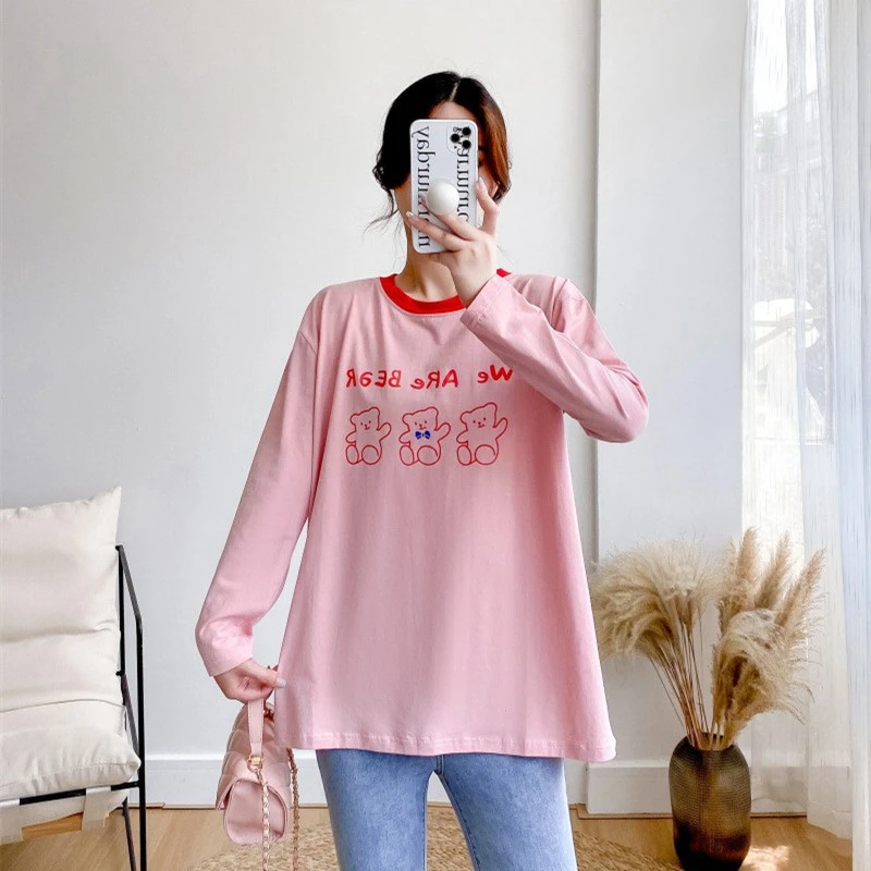 哺乳上衣服春秋款外出辣妈时尚洋气服装产后期内搭可外穿喂奶潮装