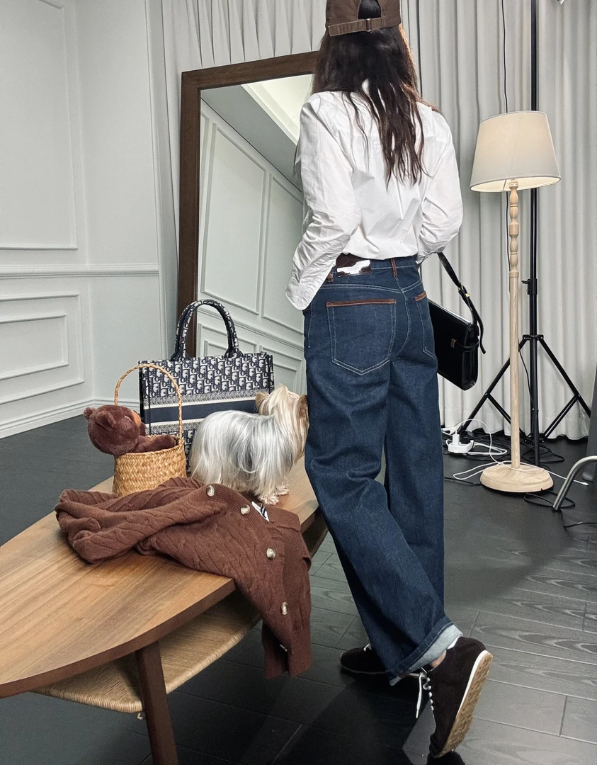 【Azlg】“低调静奢”高定早秋小众设计感高腰显瘦直筒牛仔裤25205