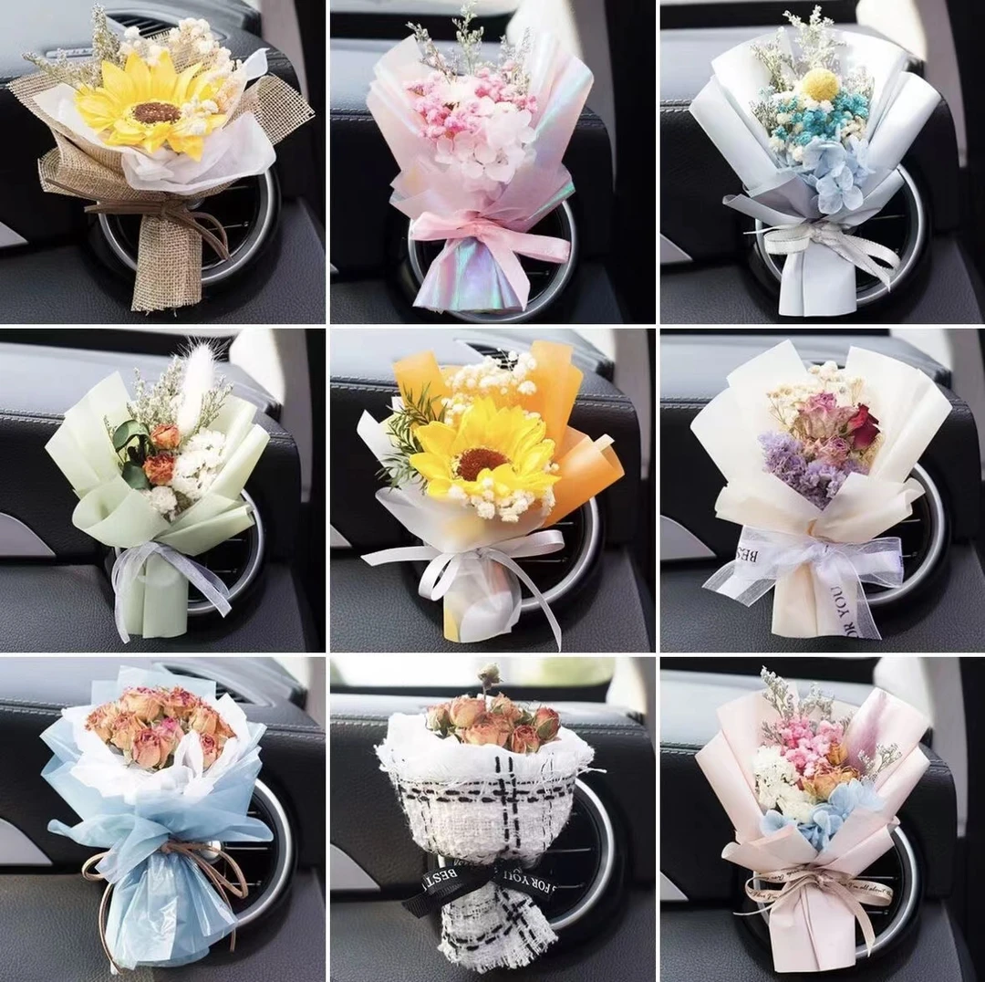 车载香薰摆件 汽车干花花束内饰品摆件 车载出风口空调淡香装饰品