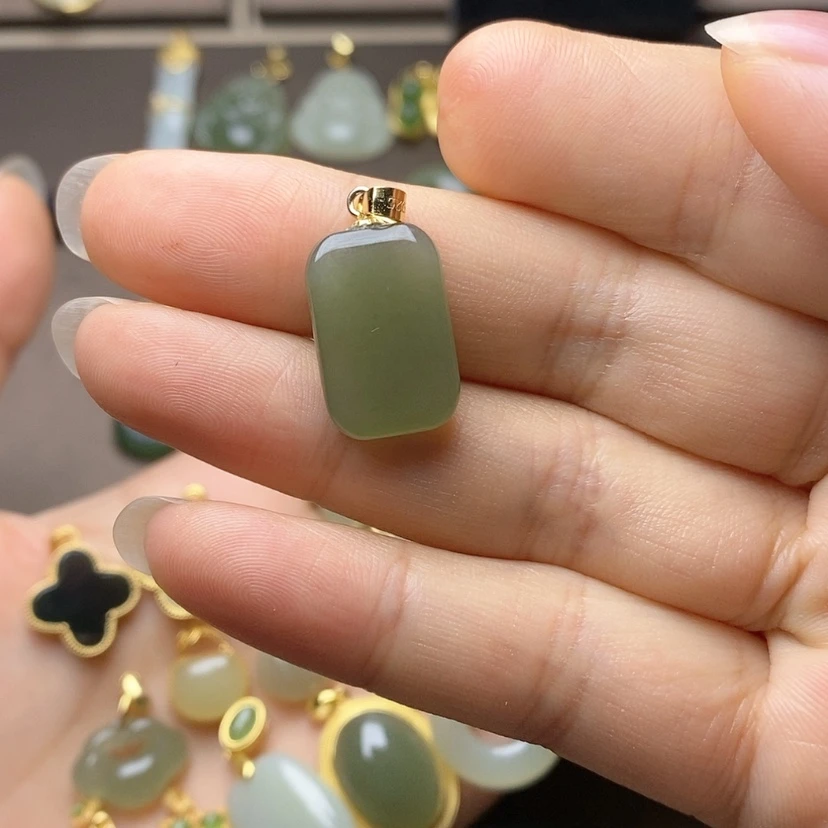 【闪购商品】和田玉颈饰银S925镀金镶嵌