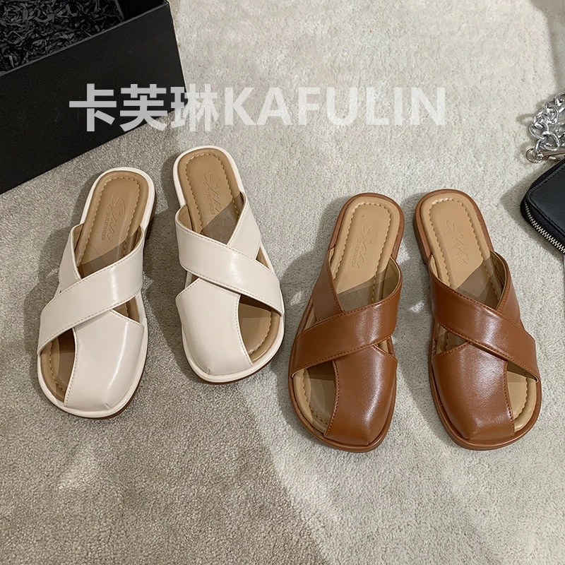 【卡芙琳SHOES】小众设计感拖鞋女外穿夏季网红个性懒人半包头拖鞋