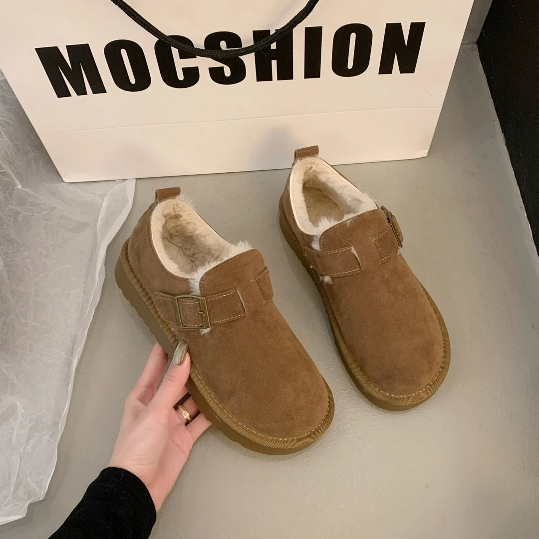 【靓俪范LIANGLIFAN】勃肯鞋女加绒保暖棉鞋2025年新款毛毛棉鞋女