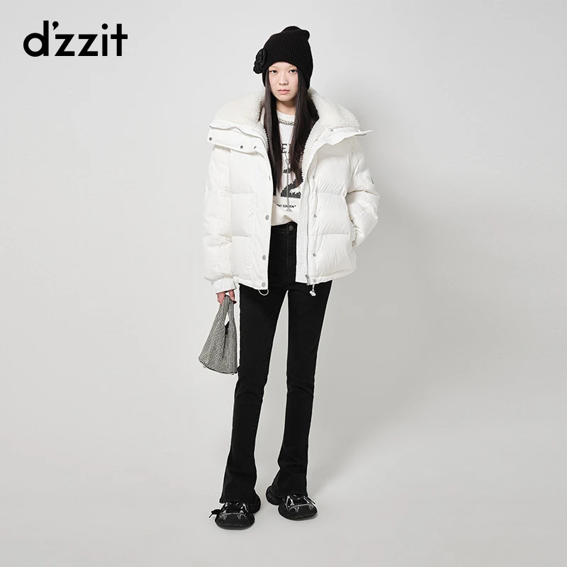 dzzit地素薄绒牛仔喇叭裤春秋复古黑色长裤马蹄裤女3I1R5151A
