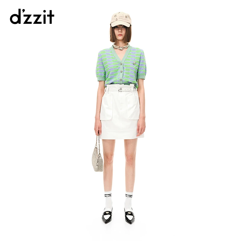 【诗语专属】dzzit地素大口袋半身裙夏季新款工装风白色短裙女