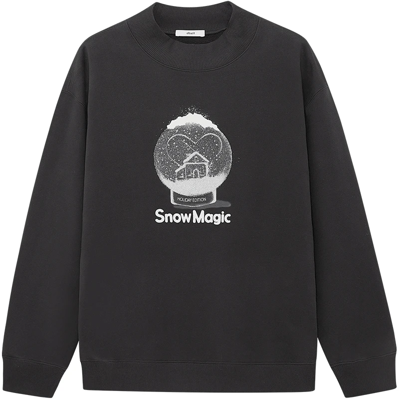 dzzit地素加绒主题图案卫衣春冬复古圆领长袖上衣女3I1J1011A