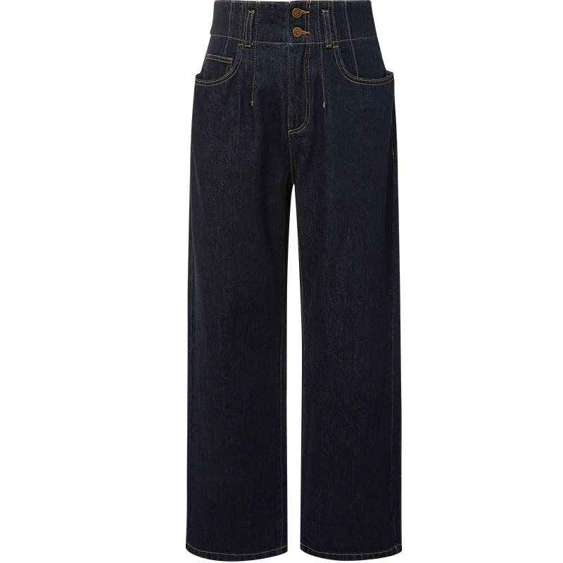 【爆款补单】dzzit地素复古直筒宽松高腰牛仔裤长裤女3E3R6121T