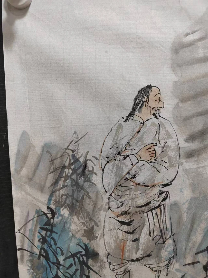 福慧书画院手绘作品落款王明明-板桥先生吟诗图名人字画送礼装饰