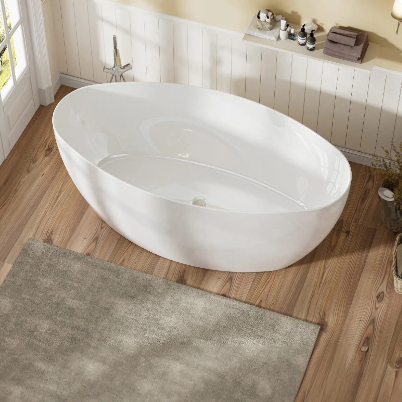 日丰卫浴椭圆形浴缸大空间双人浸泡酒店民宿独立情侣亚克力泡澡池