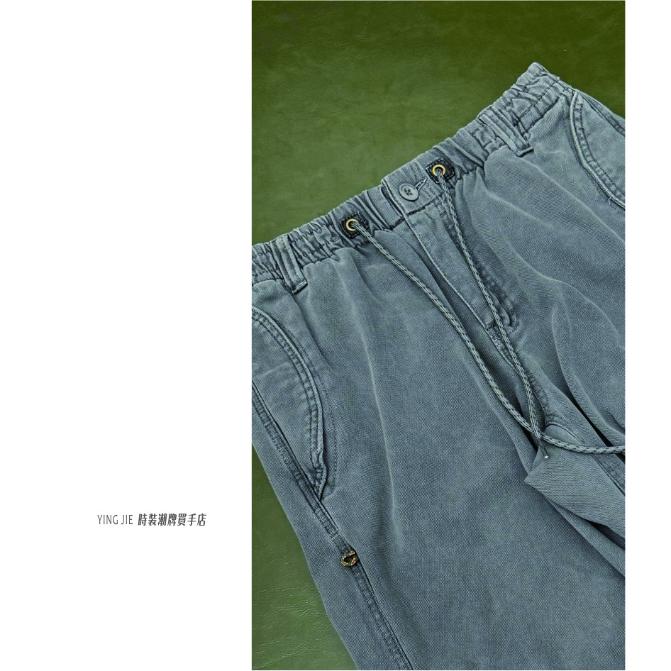 24SS！美式伞兵裤改良～复古水洗 粗纹帆布褶皱伞兵直筒裤-1281
