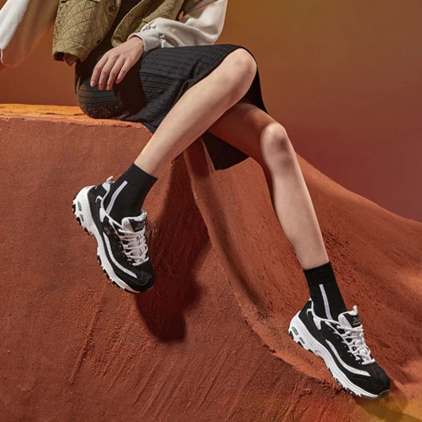 Skechers斯凯奇女鞋厚底老爹鞋增高蕾丝休闲复古运动鞋时尚11959