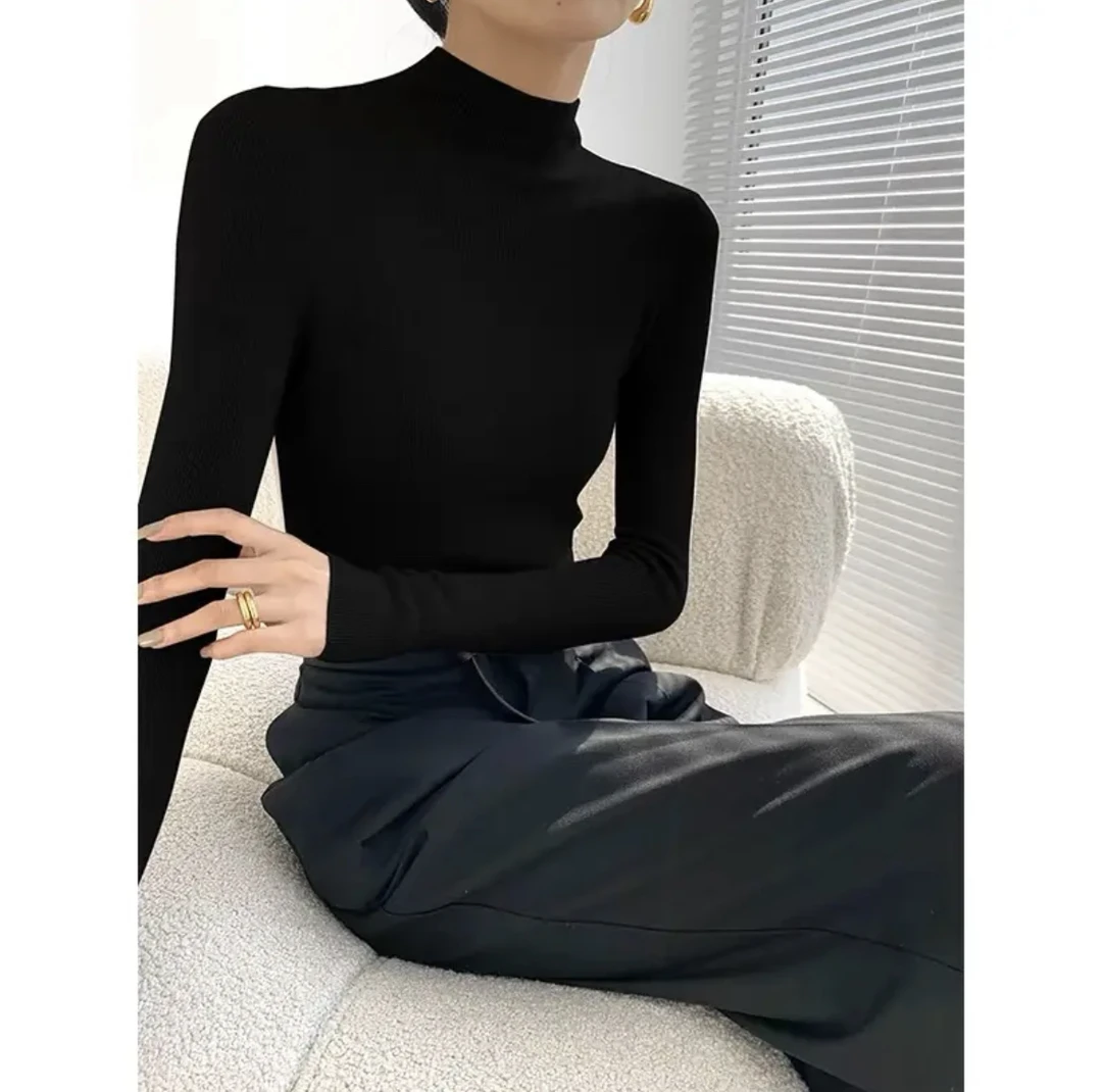 S·KBKZ高领毛秋冬中领显瘦百搭毛衣针织衫中领打底2405