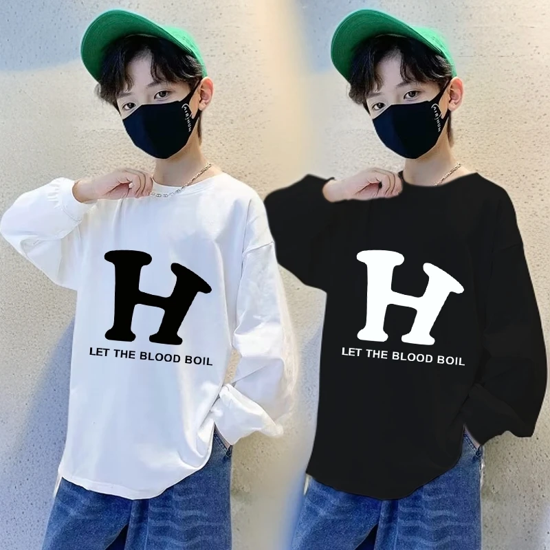 男童长袖t恤纯棉儿童春秋新款中大童男孩上衣潮宽松韩版童装衣服