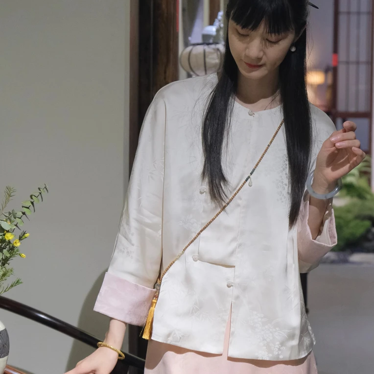 邱萍子｜花鸟温柔气质新中式上衣半裙五一旅游出街衣服