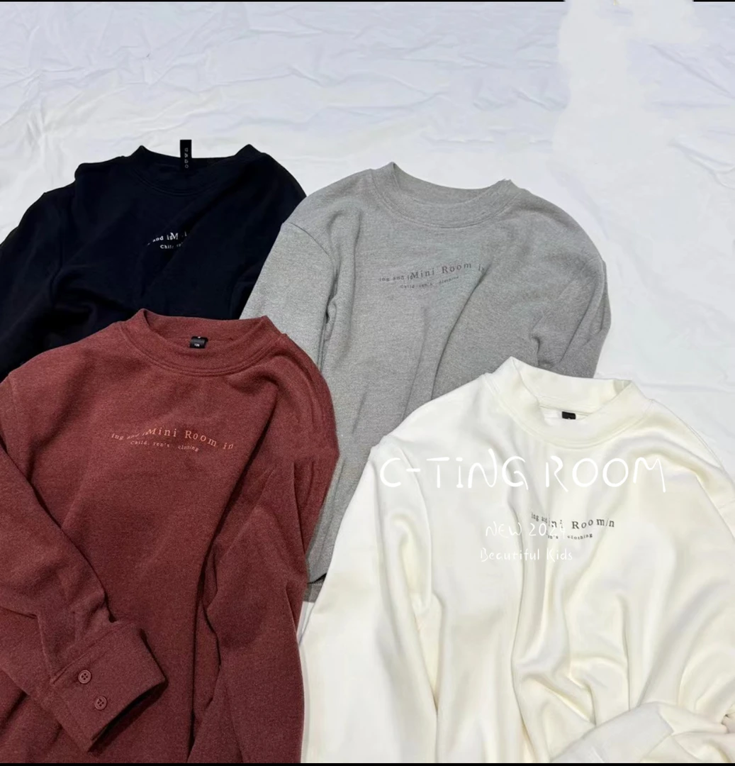 【C TING】2024冬季新款韩版设计师亲子装童装绒感发热T恤-6696