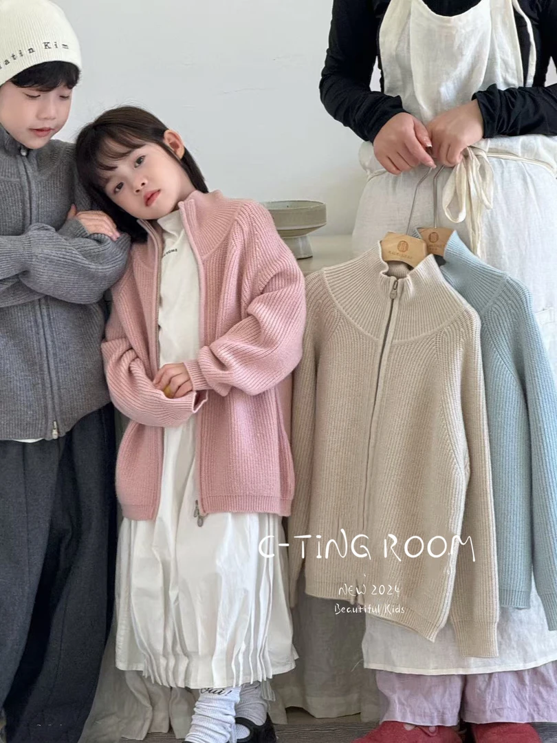 【C TING】2024冬季新款高领针织毛衣双头拉链秋冬百搭开衫外套9160