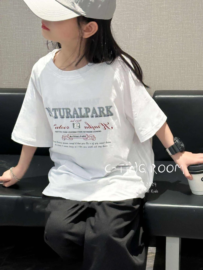 【C TING】2024新款韩版设计师亲子装童装印花刺绣短袖T恤-C24016
