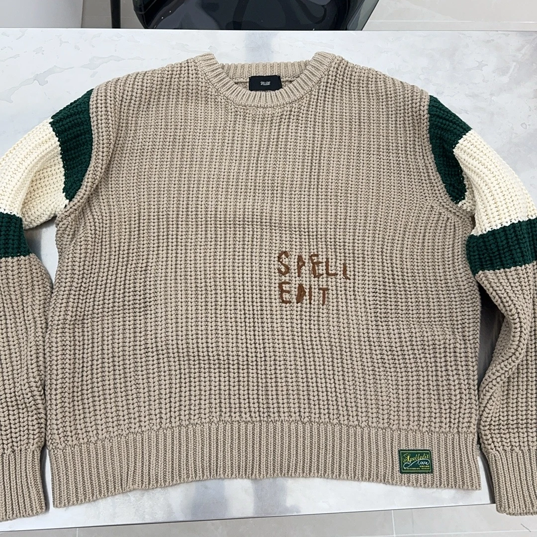 9.5日原单~sp女款时尚休闲圆领韩版秋冬纯棉设计感宽松毛衣