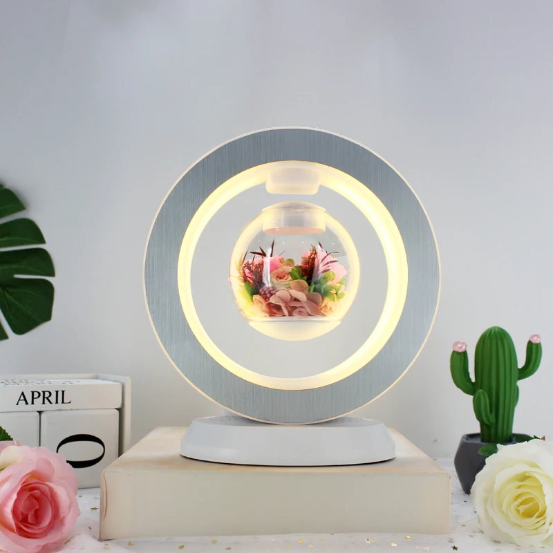 炫丰天禧智能AI音箱简约摆件磁悬浮永生花送朋友礼物花束玫瑰花