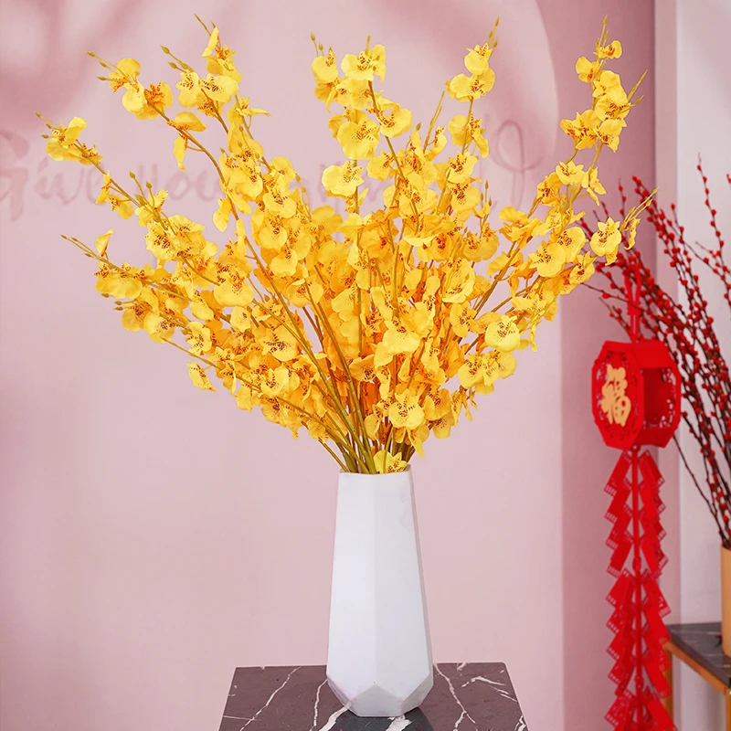 跳舞兰仿真花高品质假花装饰花艺摆设花束干花客厅摆件餐桌花摆花