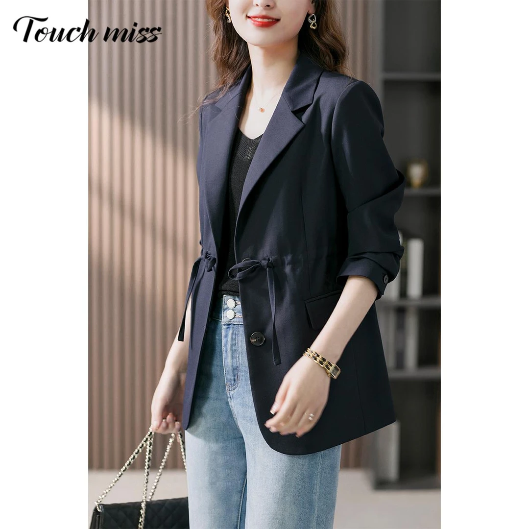 TOUCH MISS休闲小众短外套女2025春秋新款时尚洋气抽绳收腰小西装