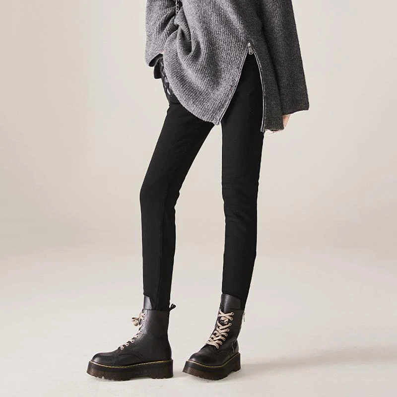 TOUCH MISS气质款长款加厚打底裤女弹力时髦保暖纺织时尚休闲裤子