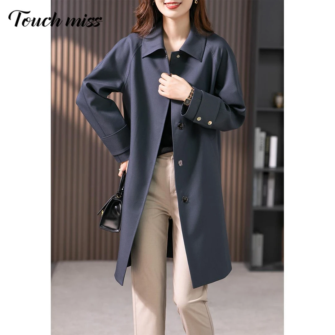 TOUCH MISS 英伦风中长款风衣外套女2025休闲秋新款韩版休闲显瘦