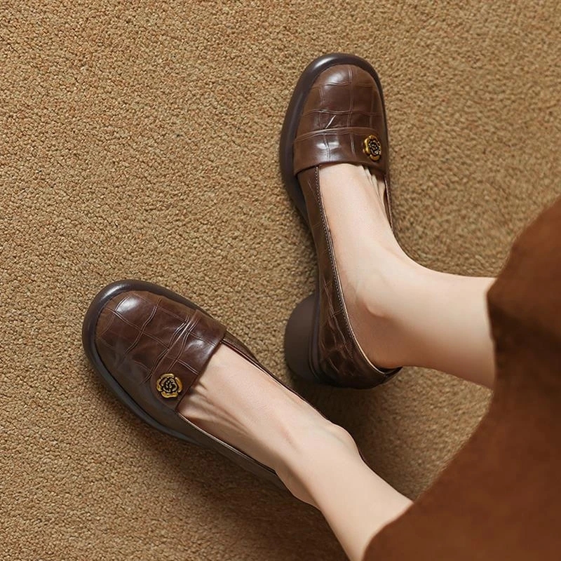 TOUCH MISS法式高定款一脚蹬浅口单鞋女真皮软皮软底秋季百搭女鞋