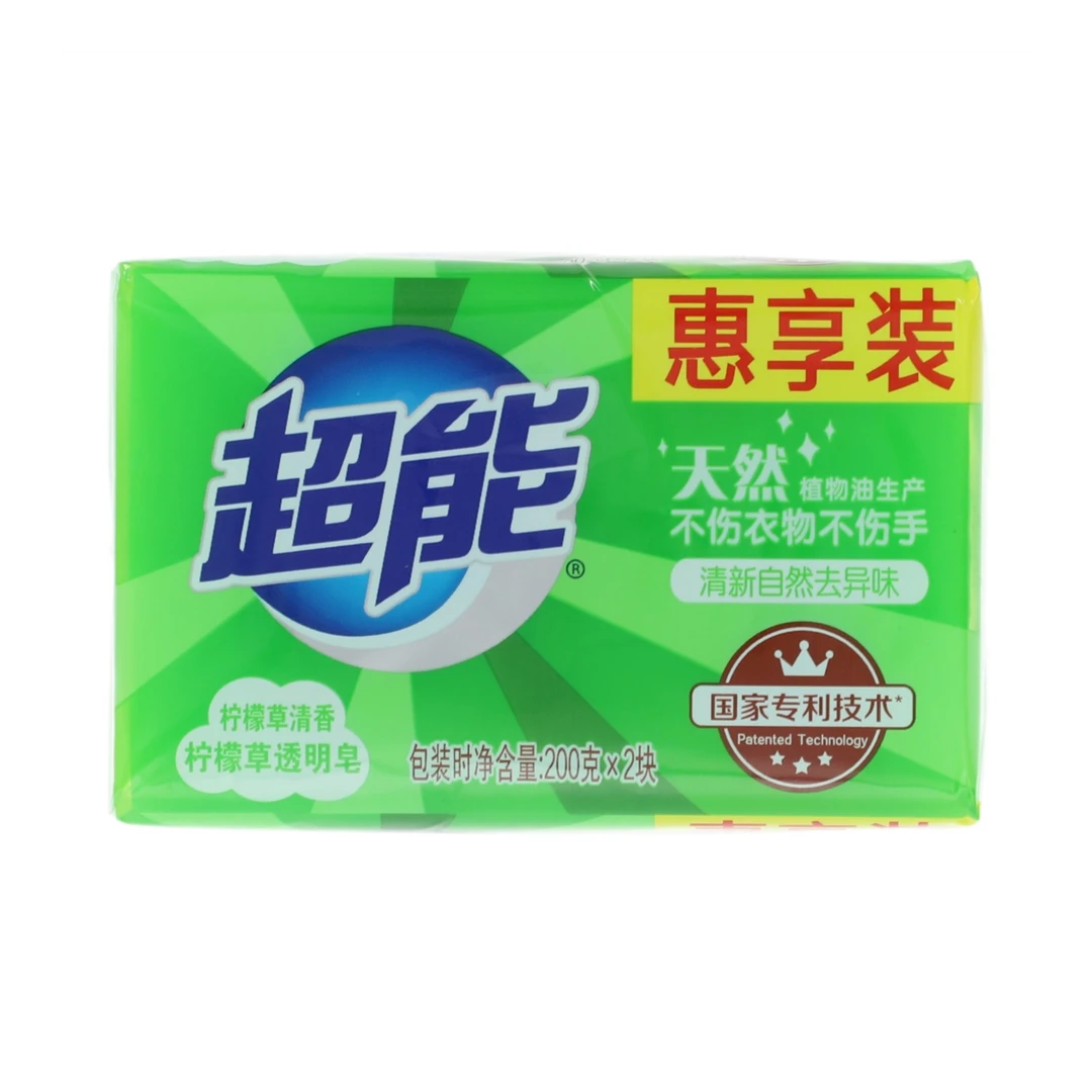 超能柠檬草透明皂绿色 柠檬草清香 400g