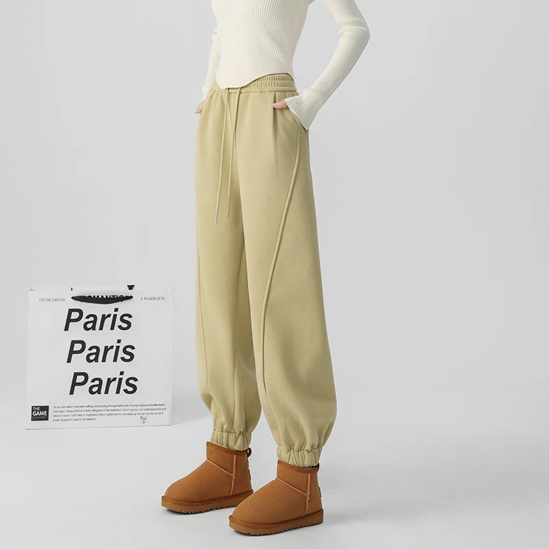 XVRV【雪地裤】25加绒宽松束脚裤阔腿垂感香蕉休闲裤遮跨松紧腰卫裤