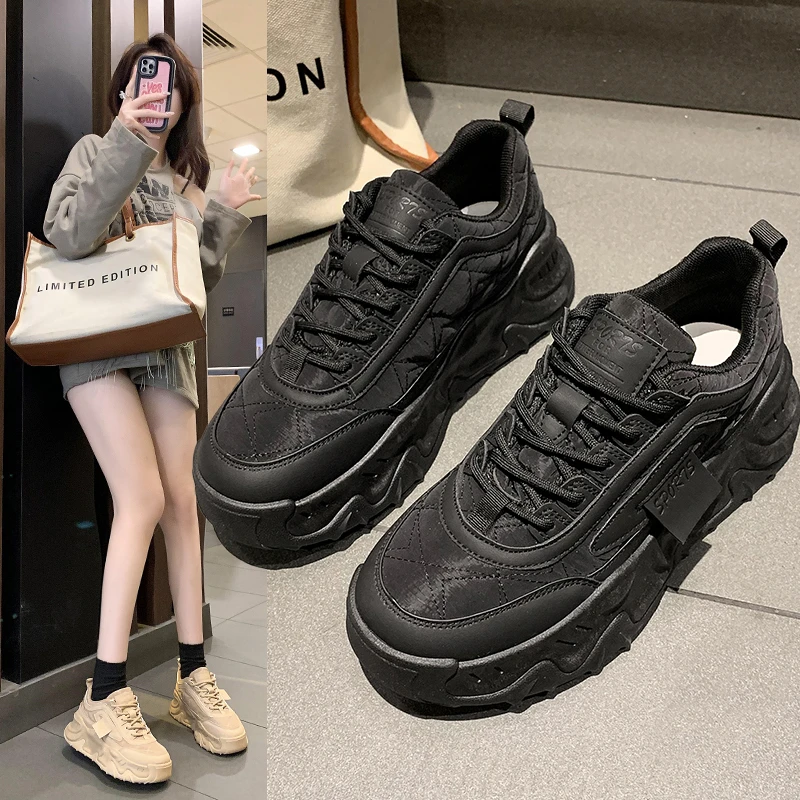 韩版老爹鞋女2023春季新款松糕底休闲厚底复古百搭轻便运动跑步鞋